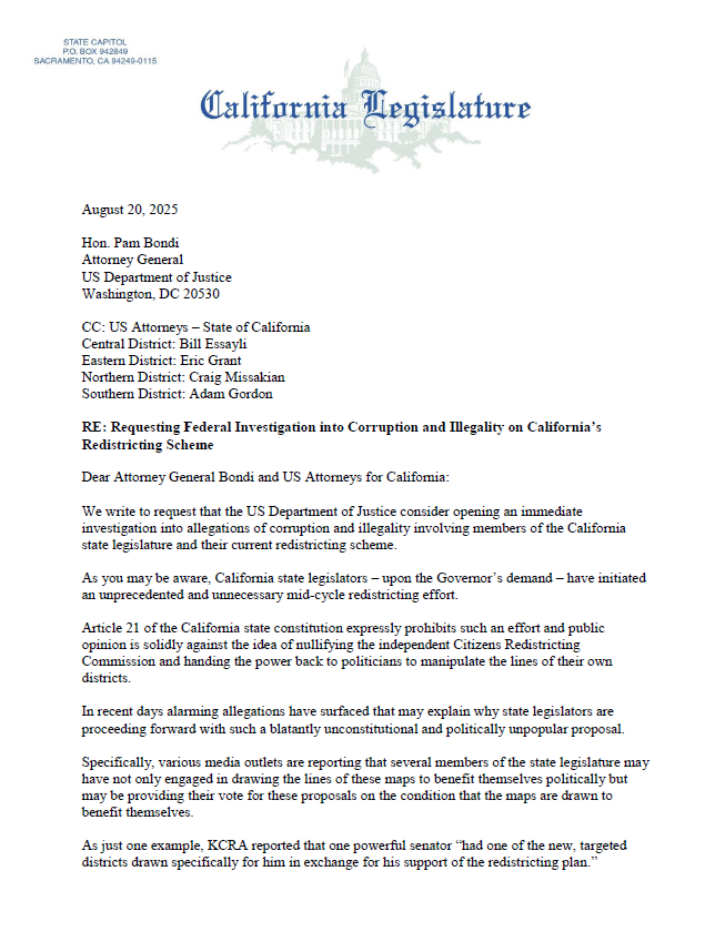 Re: Request for Investigation into Bribery and Vote Trading